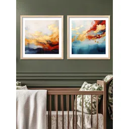 Kotart Brown & White 2 Pieces Abastract Wooden Wall Arts-picture-37