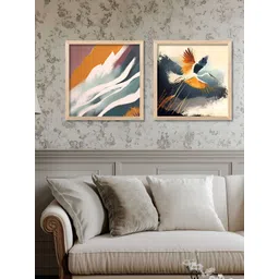 Kotart Brown & White 2 Pieces Abstract Wooden Wall Arts-picture-23