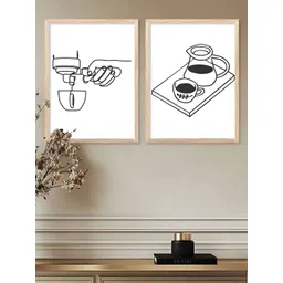 Kotart Brown & White 2 Pieces Wooden Abstract Wall Arts-picture-12