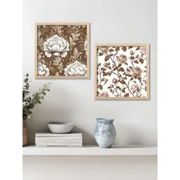 Kotart Brown & White 2 Pieces Wooden Floral and Botanical Wall Paintings-picture-42