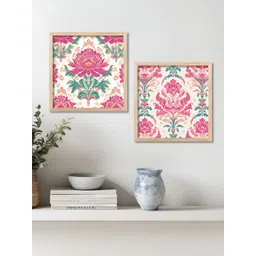 Kotart Brown & White 2 Pieces Wooden Floral Wall Paintings-picture-16
