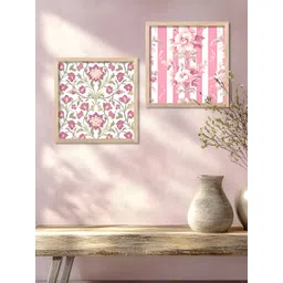 Kotart Brown & White 2 Pieces Wooden Floral Wall Paintings-picture-10