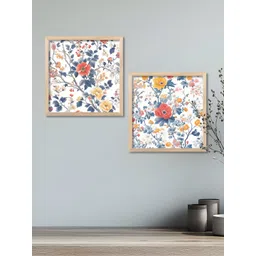 Kotart Brown & White 2 Pieces Wooden Floral Wall Paintings-picture-41