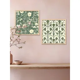 Kotart Brown & White 2 Pieces Wooden Floral Wall Paintings-picture-35
