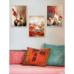 Kotart Brown & White 3 Pieces Flowervases Printed Canvas Wall Arts-picture-17