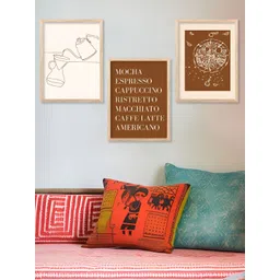 Kotart Brown & White 3 Pieces Wooden Abstract Restaurant Painting Wall Arts-picture-39