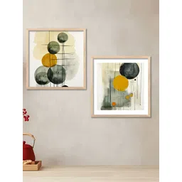 Kotart Brown & yellow 2 Pieces Wooden Abstract Printed Wall Arts-picture-34