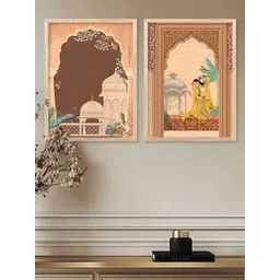 Kotart Brown & Yellow 2 Pieces Wooden Abstract Wall Arts-picture-30