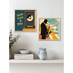 Kotart Brown & Yellow 2 Pieces Wooden Abstract Wall Paintings-picture-39