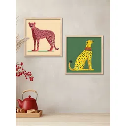 Kotart Brown & Yellow 2 Pieces Wooden Animals Wall Paintings-picture-22