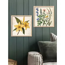 Kotart Brown & Yellow 2 Pieces Wooden Floral and Botanical Wall Paintings image 4