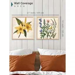 Kotart Brown & Yellow 2 Pieces Wooden Floral and Botanical Wall Paintings image 3