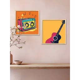 Kotart Brown & Yellow 2 Pieces Wooden Music Theme Wall Paintings-picture-38