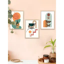 Kotart Brown, Green & White 3 Pieces Modern Wooden Wall Arts-picture-29