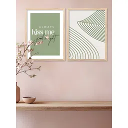 Kotart Brown, White & Green 2 Pieces Abstract Wooden Wall Arts-picture-33