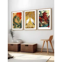 Kotart Green & White 3 Pieces Japanese Art Wooden Rectangle Wall Arts-picture-27