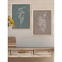 Kotart Grey & Beige 2 Pieces Wooden Floral and Botanical Wall Arts-picture-21
