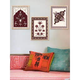 Kotart Maroon & White 3 Pieces Floral And Botanical Wooden Wall Arts-picture-15