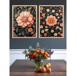 Kotart Pack Of 2 Black & Green Wood Floral and Botanical Wall Paintings-picture-27