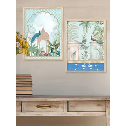 Kotart Sea Green & Brown 2 Piece Birds and Animals Wooden Wall Arts-picture-10