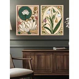 Kotart Set Of 2 Beige & Green Wood Floral and Botanical Wall Paintings-picture-12
