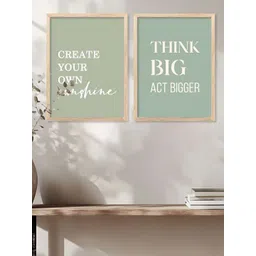 Kotart Set Of 2 Brown & Green Wood Motivational Wall Paintings-picture-33