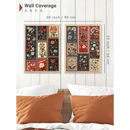 Kotart Set Of 2 White & Navy Blue Wood Floral and Botanical Wall Paintings image 3