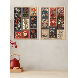 Kotart Set Of 2 White & Navy Blue Wood Floral and Botanical Wall Paintings image 4