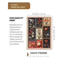 Kotart Set Of 2 White & Navy Blue Wood Floral and Botanical Wall Paintings image 5