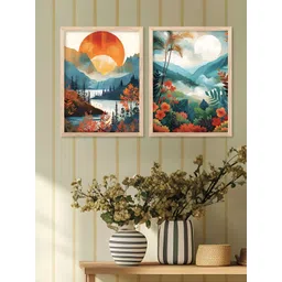 Kotart Unisex White & Blue 2 Piece Wood Wall Paintings For Living Room Office Bedroom-picture-31