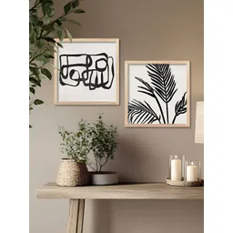 Kotart White & Black Set of 2 Piece Wood Abstract Wall Paintings-picture-39