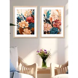 Kotart White & Blue 2 Pieces Wooden Floral and Botanical Wall Arts-picture-10