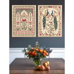 Kotart White & Blue 2 Pieces Wooden Traditional Painting Wall Arts-picture-10