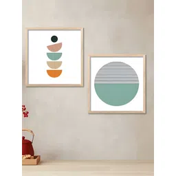Kotart White & Blue Set of 2 Piece Wood Abstract Wall Paintings-picture-30