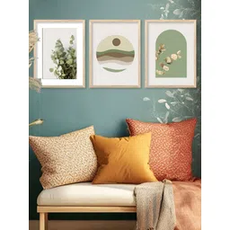 Kotart White & Green 3 Pieces Floral And Botanical Wooden Wall Arts-picture-11