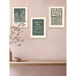 Kotart White & Green 3 Pieces Typography Wooden Wall Arts-picture-18