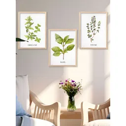 Kotart White & Green 3 Pieces Wooden Floral and Botanical Wall Arts image 4