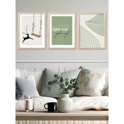 Kotart White & Green 3 Pieces Wooden Modern Wall Arts-picture-14