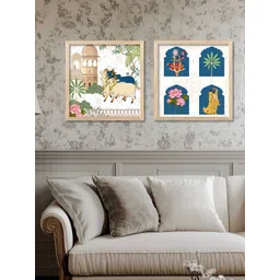 Kotart White & Green Set of 2 Piece Wood Abstract Wall Paintings-picture-27