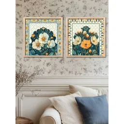 Kotart White & Green Set of 2 Piece Wood Abstract Wall Paintings-picture-29