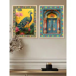 Kotart Yellow & Blue 2 Piece Birds and Animals Wooden Wall Arts-picture-18