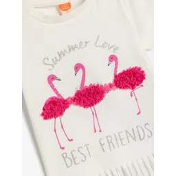 Koton Girls Graphic Printed Applique Pure Cotton T-shirt image 3