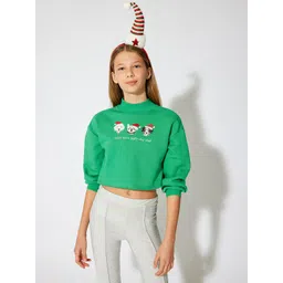 Koton Girls Graphic Printed Crop Sweatshirt-picture-13