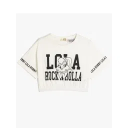 Koton Girls Typography Printed Round Neck Cotton Bugs Bunny T-shirt-picture-10