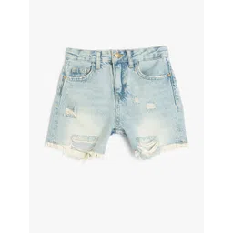 Koton Girls Washed Mid-Rise Denim Shorts-picture-38