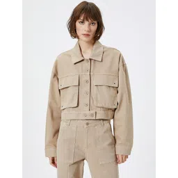 Koton Spread Collar Pure Cotton Woven Denim Jacket-picture-39