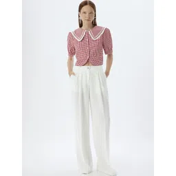 Koton Women Mid-Rise Pleated Parallel Trousers-picture-31