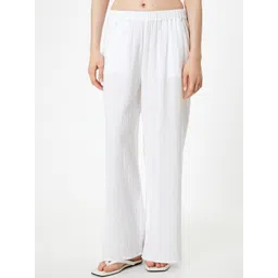 Koton Women Pure Cotton Mid Rise Parallel Trousers-picture-24