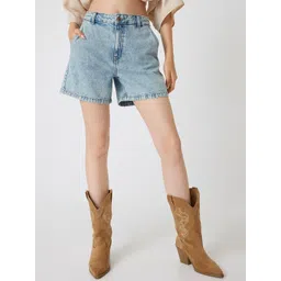 Koton Women Relaxed Fit Mid-Rise Cotton Denim Shorts-picture-20
