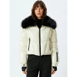 Koton Women Shawl Collar Solid Casual Parka Jacket-picture-37